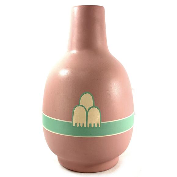 Vintage Vase Pottery South Western Native Pink Turquoise Hand Painted 12” - Picture 4 of 10